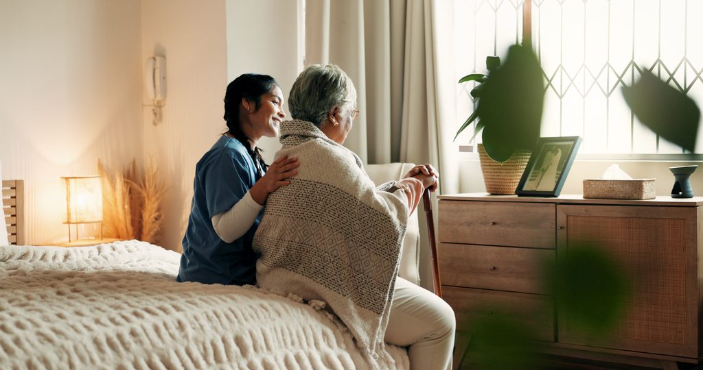 Experienced In Home Care caregiver with a client at home